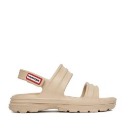 Sandały Hunter. Brązowe sandały Hunter, bez wzorów, bez obcasa, na płaskiej podeszwie, bez zapięcia. Za 139.99 zł.