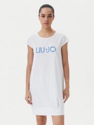 Liu Jo Beachwear Sukienka codzienna VA5194 JS003 Biały Regular Fit. Białe sukienki Liu Jo Beachwear, na co dzień, xs, bez wzorów, z bawełny, bez kołnierzyka, bez ramiączek, proste. Za 259.99 zł.