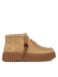 Clarks Trzewiki Torhill Moss 26329429 Beżowy jasny. Brązowe botki Clarks, bez wzorów, ze skóry, bez obcasa, na płaskiej podeszwie, bez zapięcia. Za 519.99 zł.
