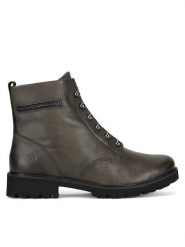 Remonte Botki D8670-52 Zielony. Zielone botki Remonte, bez wzorów, ze skóry, bez obcasa, na płaskiej podeszwie, bez zapięcia. Za 370.99 zł.