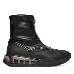 Botki DKNY. Czarne botki DKNY, bez wzorów, bez obcasa, na płaskiej podeszwie, bez zapięcia. Za 879.99 zł.