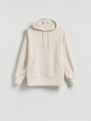 Gładka bluza z modalem - beżowy. Brązowe bluzy Reserved, l, bez wzorów, z dzianiny, bez kaptura. Za 129.99 zł.