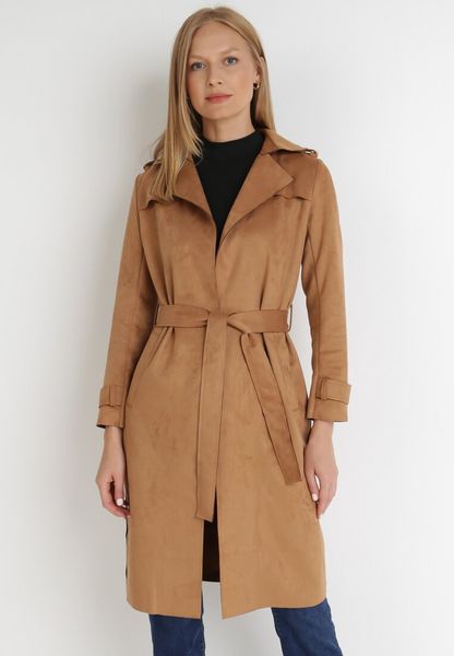 Ciemnobeżowy Płaszcz Viviroe. Brązowe płaszcze Born2be, l, bez wzorów, bez kaptura. Za 139.99 zł.