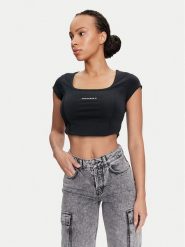 Converse Top W Wordmark Corset Top 10026506-A01 Czarny Slim Fit. Czarne topy Converse, l, bez wzorów, z syntetyku, bez kołnierzyka, bez ramiączek. Za 99.99 zł.