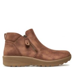 Botki Skechers. Szare botki Skechers, bez wzorów, bez obcasa, na płaskiej podeszwie, bez zapięcia. Za 269.99 zł.