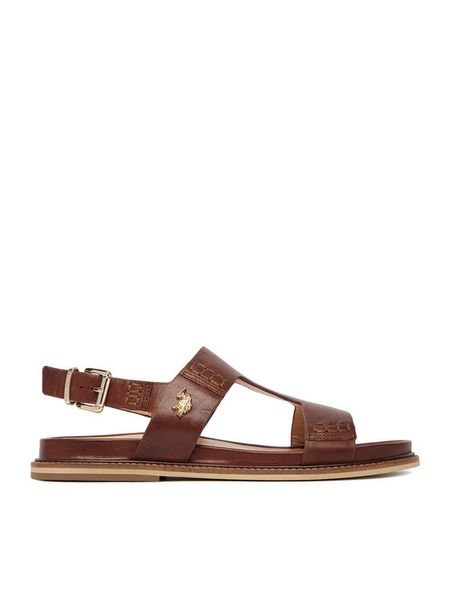 U.S. Polo Assn. Sandały EO-ADELI002W/6L1 Brązowy. Brązowe sandały U.S. Polo Assn., bez wzorów, ze skóry, bez obcasa, na płaskiej podeszwie, bez zapięcia. Za 185.99 zł.
