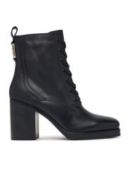 Tommy Hilfiger Trzewiki Ltr Square Toe Heel Lace-Up Boot FW0FW09554 Czarny. Czarne botki TOMMY HILFIGER, bez wzorów, bez obcasa, na słupku, bez zapięcia. Za 849.99 zł.