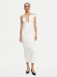 BARDOT Sukienka koktajlowa Rosalyn 59733DB Biały Regular Fit. Białe sukienki Bardot, bez wzorów, z syntetyku, wizytowe, bez kołnierzyka, bez ramiączek. Za 639.99 zł.