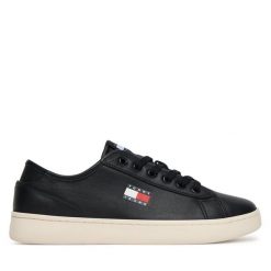 Tenisówki Tommy Jeans. Czarne trampki Tommy Jeans, bez wzorów, z jeansu, bez zapięcia. Za 429.99 zł.