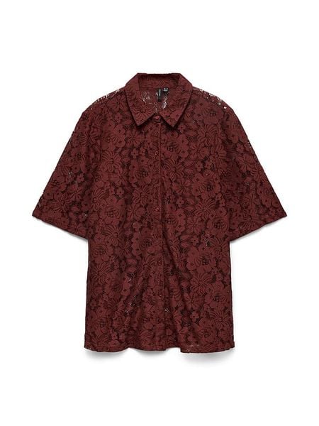 Vero Moda Bluzka w kolorze bordowym rozmiar: XL. Czerwone bluzki Vero Moda, xl, bez wzorów, z koronki, bez kołnierzyka, bez ramiączek. Za 129.95 zł.