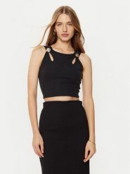 Guess Top W5RP13 KAQL2 Czarny Regular Fit. Czarne topy Guess, xl, z aplikacjami, bez kołnierzyka, bez ramiączek. Za 142.00 zł.