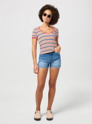 Wrangler Szorty dżinsowe w kolorze niebieskim rozmiar: W29. Niebieskie szorty Wrangler, z aplikacjami, z bawełny, z podwyższonym stanem. Za 202.03 zł.