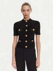 Balmain Kardigan DF1KL023KB07 Czarny Regular Fit. Czarne kardigany Balmain, bez wzorów, z wiskozy. Za 4,859.00 zł.