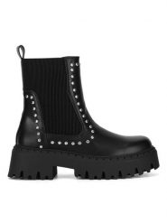 DeeZee Botki HY25365-14 Czarny. Czarne botki DeeZee, bez wzorów, ze skóry, bez obcasa, na płaskiej podeszwie, bez zapięcia. Za 159.99 zł.