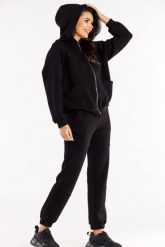 Luźna bluza z kapturem rozpinana z kieszeniami czarna. Czarne bluzy Infinite You, l, bez wzorów, z kapturem. Za 259.00 zł.