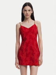 Desigual Sukienka koktajlowa Tigris 25SWVW85 Czerwony Slim Fit. Czerwone sukienki Desigual, xl, bez wzorów, z bawełny, wizytowe, bez kołnierzyka, bez ramiączek. Za 209.99 zł.