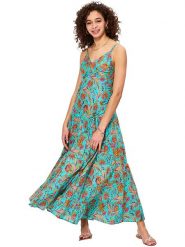 Aller Simplement Sukienka w kolorze turkusowo-pomarańczowym rozmiar: 34/36. Brązowe sukienki Aller Simplement, bez wzorów, z bawełny, bez kołnierzyka, bez ramiączek, maxi. Za 100.99 zł.