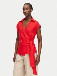 Tommy Hilfiger Bluzka WW0WW49632 Pomarańczowy Regular Fit. Brązowe bluzki TOMMY HILFIGER, bez wzorów, ze lnu, bez kołnierzyka, bez ramiączek. Za 489.99 zł.