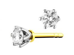 Kolczyki z żółtego złota z brylantami - 0,16 ct - próba 585. Żółte kolczyki Apart, z brylantem, złote. Za 2,390.00 zł.
