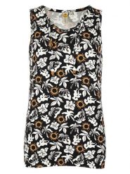 Roadsign Top w kolorze biało-pomarańczowo-czarnym rozmiar: S. Czarne topy Roadsign, s, bez wzorów, z wiskozy, bez kołnierzyka, bez ramiączek. Za 43.99 zł.