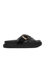 MEXX Klapki EO-HY25006-7 Czarny. Czarne klapki Mexx, bez wzorów, ze skóry, bez obcasa. Za 249.99 zł.