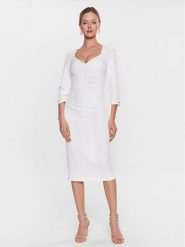 Nissa Sukienka codzienna RZ13994 Biały Slim Fit. Białe sukienki Nissa, na co dzień, bez wzorów, z syntetyku, bez kołnierzyka, bez ramiączek, proste. Za 999.99 zł.