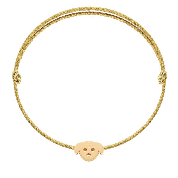Bransoletka z pozłacanym pieskiem Etincelle na grubym złotym sznurku premium. Żółte bransoletki Lilou, pozłacane. Za 98.00 zł.