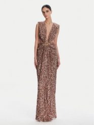 Elisabetta Franchi Sukienka wieczorowa ABR4852E2 181 Brązowy Regular Fit. Brązowe sukienki Elisabetta Franchi, bez wzorów, z syntetyku, wizytowe, bez kołnierzyka, bez ramiączek. Za 2,759.00 zł.