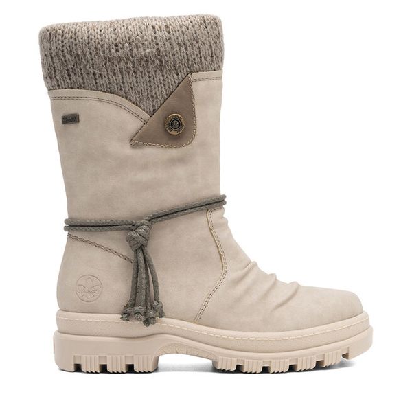 Kozaki Rieker. Brązowe kozaki Rieker, bez obcasa, na płaskiej podeszwie, bez zapięcia. Za 363.99 zł.