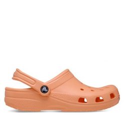Klapki Crocs. Brązowe klapki Crocs, bez wzorów, bez obcasa. Za 229.99 zł.