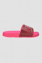 JUICY COUTURE Różowe klapki Donna Diamante Slider, Rozmiar 37. Czerwone klapki Juicy Couture, bez wzorów, bez obcasa. W wyprzedaży za 179.99 zł.