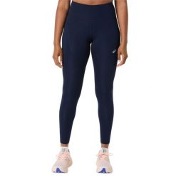 Leginsy fitness damskie Road High Waist Tight. Niebieskie legginsy sportowe Asics, bez wzorów, z poliesteru, z podwyższonym stanem, do biegania. Za 269.99 zł.