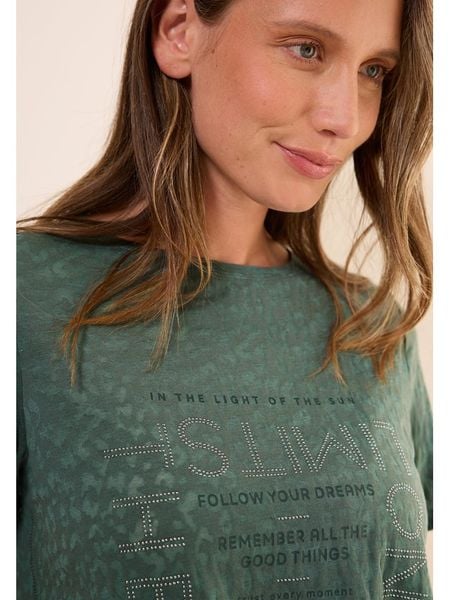 Cecil Koszulka w kolorze ciemnozielonym rozmiar: M. Zielone bluzki Cecil, m, bez wzorów, z bawełny, bez kołnierzyka, bez ramiączek. Za 65.69 zł.