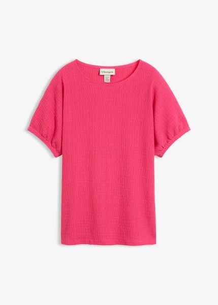 T-shirt ze strukturowanego materiału. Czerwone t-shirty bonprix, bez wzorów, bez kołnierzyka, bez ramiączek. Za 19.99 zł.
