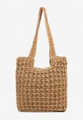 Ciemnobeżowa Torebka Shopperka z Plecionki Galtera. Brązowe shopper Renee, bez wzorów, z jeansu, bez dodatków. Za 99.99 zł.
