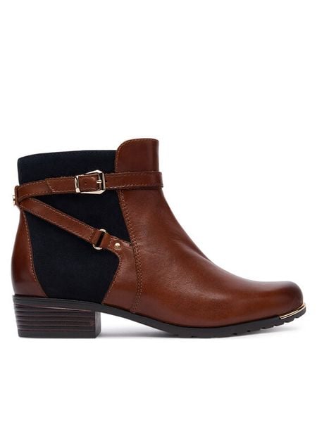 Caprice Botki 9-25308-43 Brązowy. Brązowe botki Caprice, bez wzorów, ze skóry, bez obcasa, na płaskiej podeszwie, bez zapięcia. Za 199.99 zł.