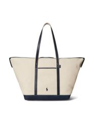 Polo Ralph Lauren Torebka 428973072002 Beżowy. Brązowe shopper Polo Ralph Lauren, bez wzorów, z materiału, bez dodatków. Za 1,599.00 zł.