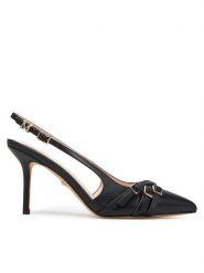 Guess Sandały 5GGZ31 7324A Czarny. Czarne sandały Guess, z aplikacjami, ze skóry, bez obcasa, na szpilce, bez zapięcia. Za 749.99 zł.