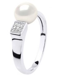 Pearl Addict Srebrny pierścionek z perłą rozmiar: onesize. Szare pierścionki Pearl Addict, z cyrkonią, srebrne. Za 217.99 zł.