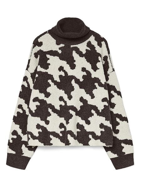 Vero Moda Golf w kolorze kremowo-ciemnobrązowym rozmiar: S. Brązowe golfy Vero Moda, s, bez wzorów, z materiału, bez ramiączek. Za 112.83 zł.