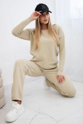 Komplet sweterkowy Bluza + Spodnie ciemny beżowy. Brązowe bluzy KESI, l, bez wzorów, z poliesteru, bez kaptura. Za 297.97 zł.