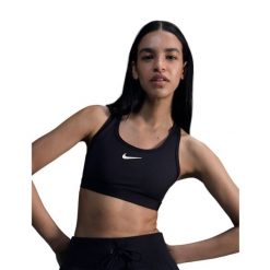 Biustonosz sportowy Nike średnie wsparcie. Czarne bielizna sportowa Nike, m, bez wzorów, z materiału. Za 137.00 zł.