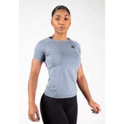 Koszulka fitness damska Gorilla Wear Aspen T-shirt. Niebieskie bluzki GORILLA WEAR, m, bez wzorów, bez kołnierzyka, bez ramiączek. Za 169.50 zł.