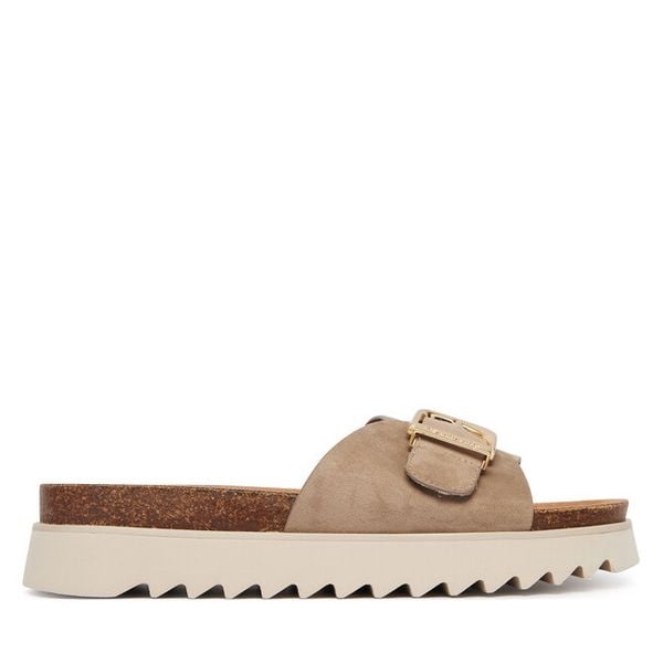 Klapki Tamaris. Brązowe klapki Tamaris, bez wzorów, bez obcasa. Za 233.99 zł.