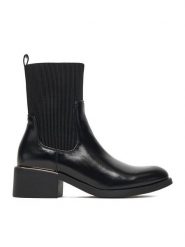 JENNY Botki CEO-WS6581-03 Czarny. Czarne botki Jenny, bez wzorów, z materiału, bez obcasa, na słupku, bez zapięcia. Za 169.99 zł.