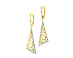 Kolczyki z żółtego złota z diamentami - 0,08 ct - próba 585. Żółte kolczyki Apart, z diamentem, złote. Za 3,090.00 zł.