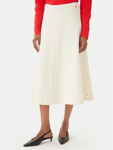 Tommy Hilfiger Spódnica midi WW0WW47886 Écru Regular Fit. Białe spódnice TOMMY HILFIGER, l, bez wzorów, z bawełny, midi. Za 351.99 zł.