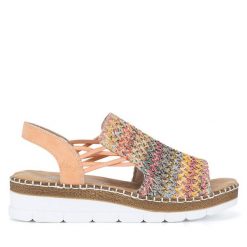 Sandały Rieker. Sandały Rieker, bez wzorów, bez obcasa, na koturnie, bez zapięcia. Za 319.99 zł.