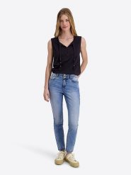 Timezone Dżinsy "Enya" - Slim fit - w kolorze niebieskim rozmiar: W27/L30. Niebieskie jeansy Timezone, l, bez wzorów, z podwyższonym stanem. Za 205.93 zł.