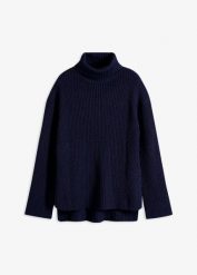 Sweter z golfem, z czystej bawełny. Brązowe golfy bonprix, bez wzorów, z bawełny, bez ramiączek. Za 99.99 zł.